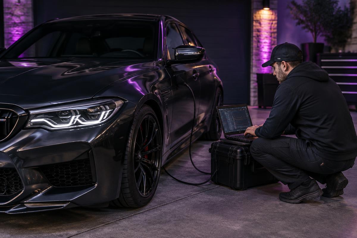 Mobile ECU remapping with a diagnostic laptop